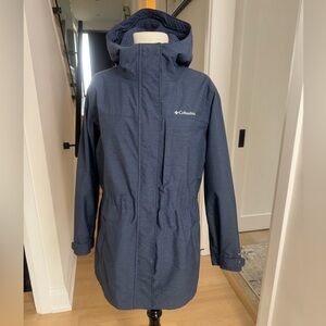 Columbia Omni -Tech Blue Gray Hooded Parka L